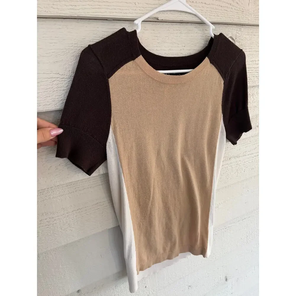 Preston & York Colorblock Short Sleeve Sweater Top Size Small - Picture 4 of 6